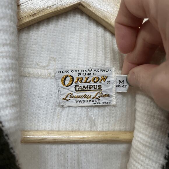 Campus Full Zip Cardigan Sweater Orlon Acrylic Letterman Talon Zip Vintage 60s - Picture 4 of 9